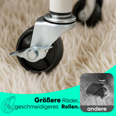 Sekey Servierwagen mit Rollen – Barwagen & Küchenwagen mit MDF-Platte, Weinglashalter, Haken & Schubladenkorb, 360°-Rollen, Griff, rostfest – Schwarz