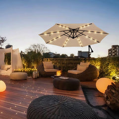 Sekey 300 cm cantilever parasol with LED solar lighting, sun protection UV50+