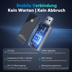 SALCAR Kabelloser Android Auto Adapter – 2025 Upgrade, Wireless USB Dongle mit Dualband WiFi für stabile & unterbrechungsfreie Verbindung, kompatibel mit Android 11+