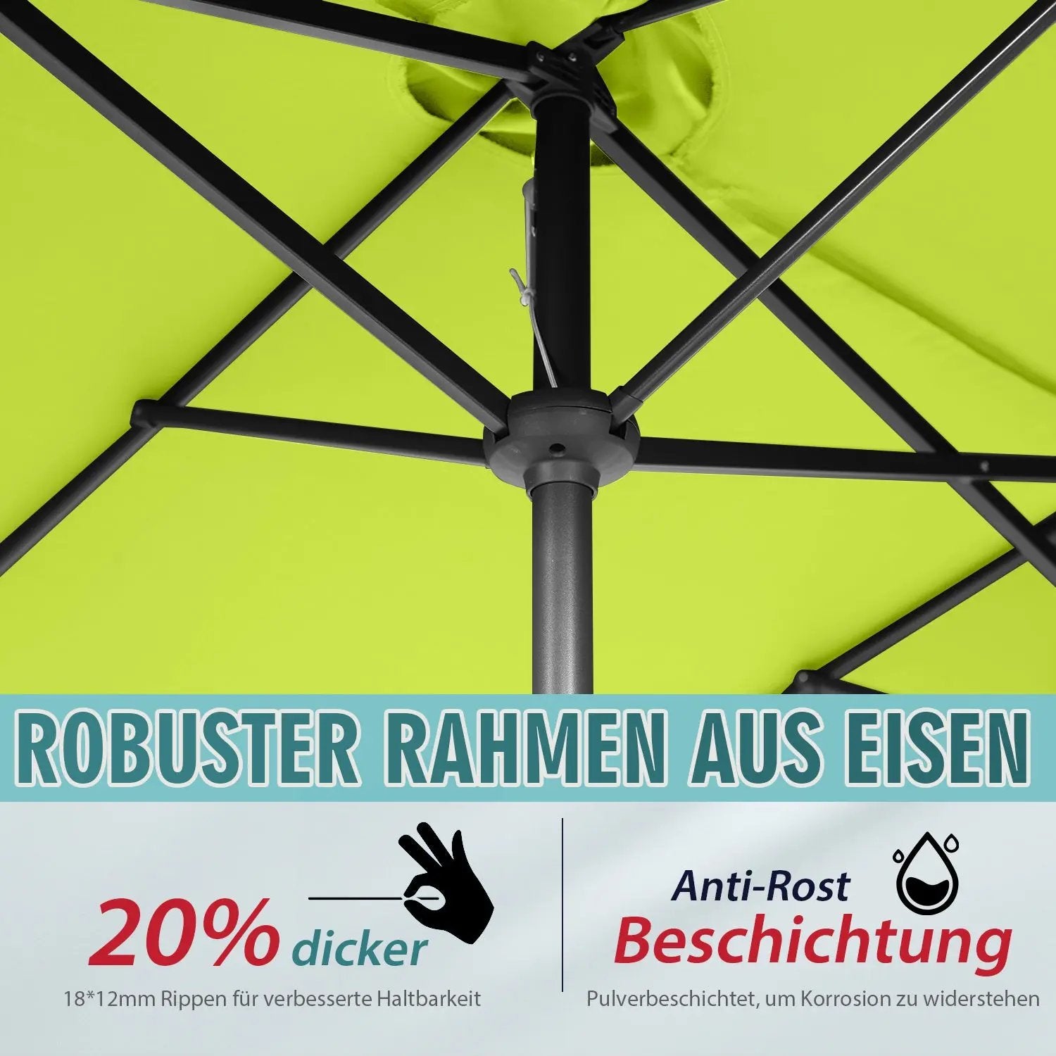 Sekey 300 x 160 cm Doppelsonnenschirm mit Kurbel, UV50+ Sekey