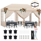 Sekey Faltpavillon 3x6m mit 6 Seitenteilen, One-Touch-System, UV50+ & wasserdicht, Höhenverstellbar (250–270cm), inkl. Sandsäcke & Tragetasche Sekey