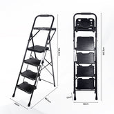 Sekey Trittleiter 4 Stufen klappbar mit Handlauf & Werkzeugablage – rutschfest, stabile Stahlkonstruktion, bis 150 kg belastbar