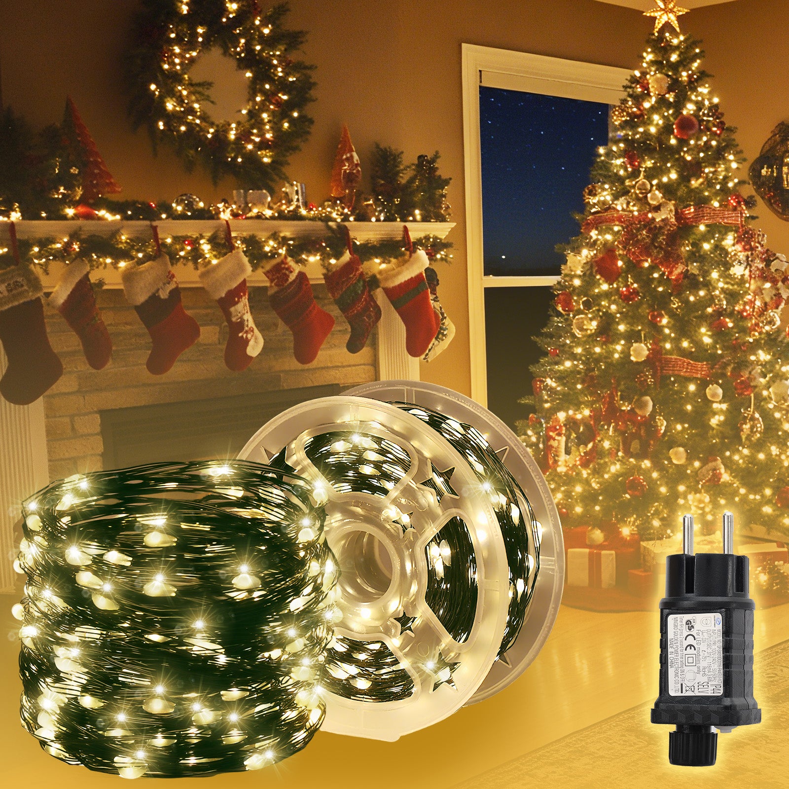 Salcar 100M 1000 LED Lichterkette aus Kupferdraht – Wasserdicht, 8 – sekeymall