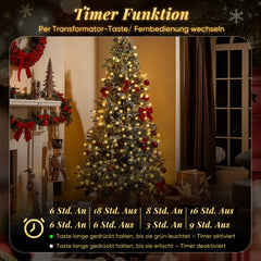 SALCAR Weihnachtsbaum Lichterkette mit Sternspitze & Fernbedienung – 1,5 m (260 LED), 2 m (430 LED) oder 3 m (500 LED) Überwurf Lichterkette, Warmweiß, 8 Modi, Timer, Innen & Außen