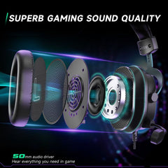 FIFINE 3.5mm / USB gaming headset with microphone, 50mm driver