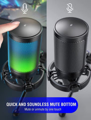 FIFINE USB Condenser Microphone with Stand and Mute Button
