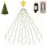 Salcar Weihnachtsbaum Lichterkette mit Sternspitze & Fernbedienung – 1,5 m (260 LED), 2 m (430 LED) oder 3 m (500 LED) Überwurf Lichterkette, Warmweiß, 8 Modi, Timer, Innen & Außen