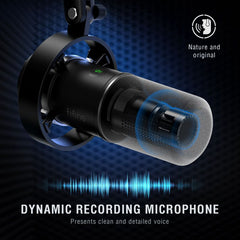 FIFINE USB / XLR Dynamic Microphone with Mute Button and Shock Mount, Headphone Jack