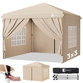 Sunula Faltpavillon 3×3 m – Wasserdicht, Stabil & Winterfest, Pavillon mit 4 Seitenwänden, Höhenverstellbar 250–260 cm