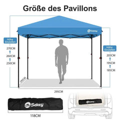 Sekey 3x3 m Faltpavillon mit 4 Seitenteilen und 4 Sandsäcke