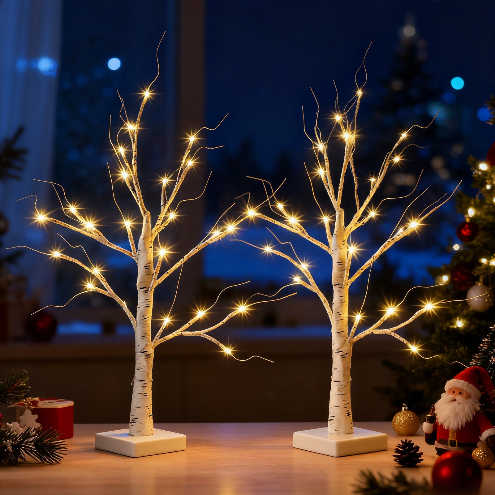 Salcar LED Lichterbaum 60 cm, Birke mit 24 warmweißen LEDs, – sekeymall