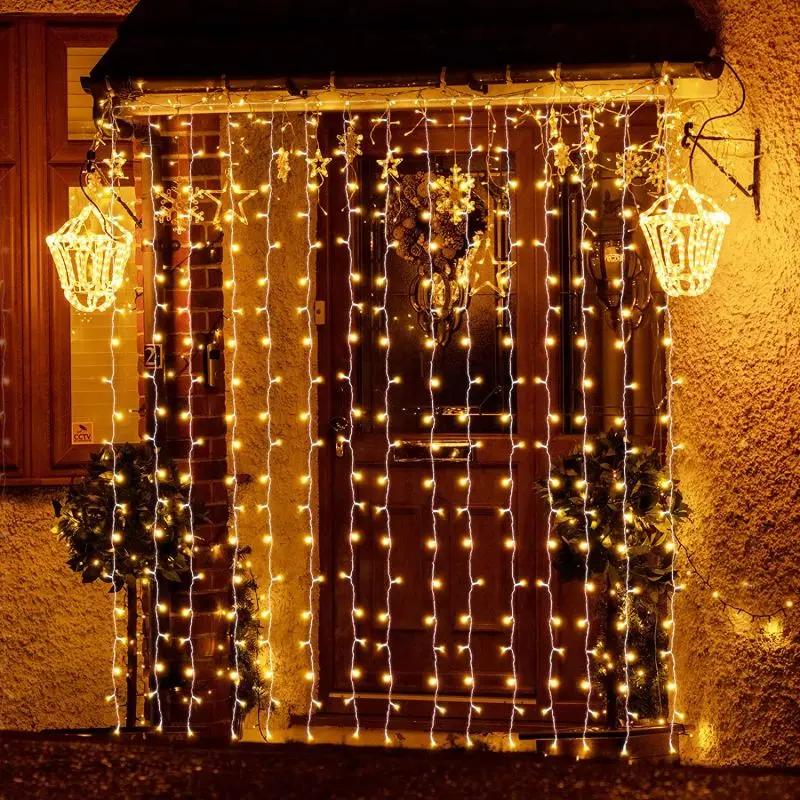 Salcar LED Lichtervorhang 3x3m – 300 LEDs, 8 Modi, Spritzwassergeschützt – sekeymall