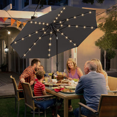 Sekey Solar-LED Sonnenschirm 300cm mit 40 LED, UV 50+, Alu-Sonnenschirm mit Kurbel