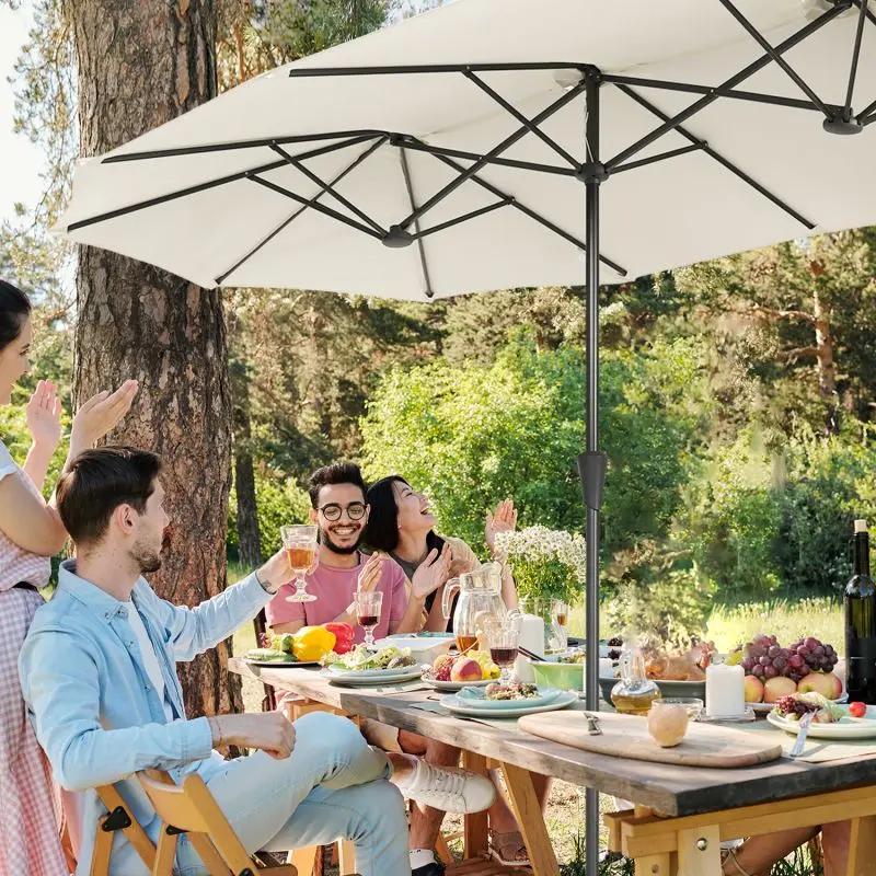 Sekey 300 x 160 cm Doppelsonnenschirm mit Kurbel, UV50+ Sekey