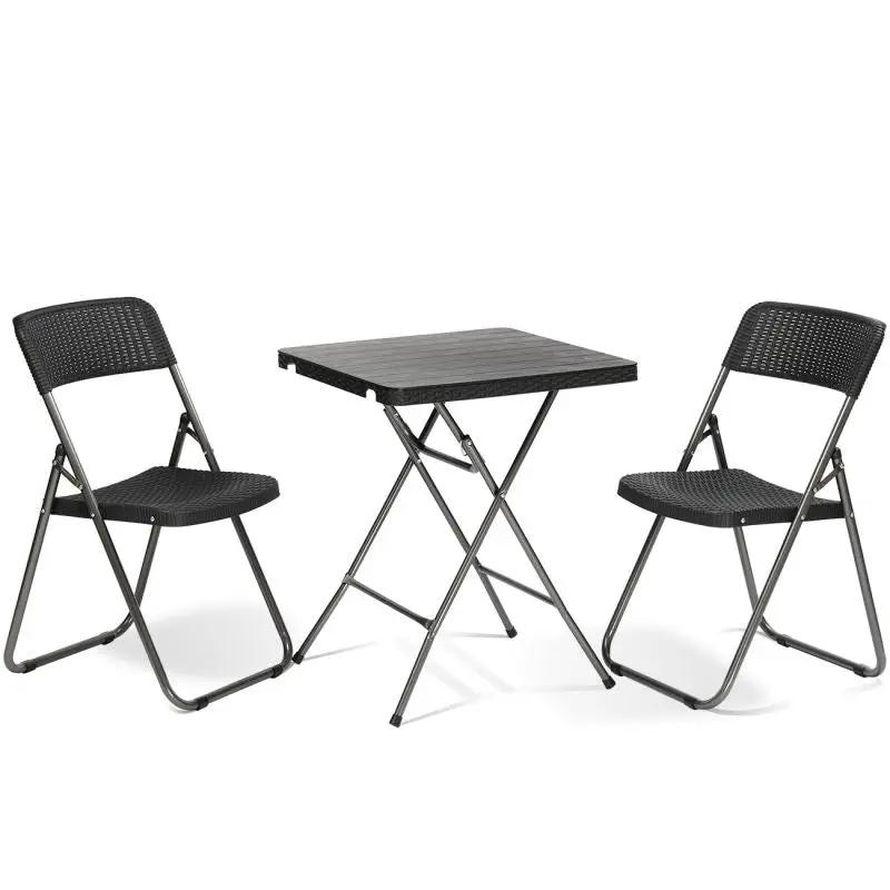 Sekey 3-teiliges Gartenmöbel-Set 2 Klappstühle & Tisch,UV-beständig,Schwarz – sekeymall