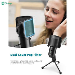 FIFINE K683A USB Kondensator Mikrofon mit Ständer, Popfilter, Stummschalttaste und Kopfhörerbuchse