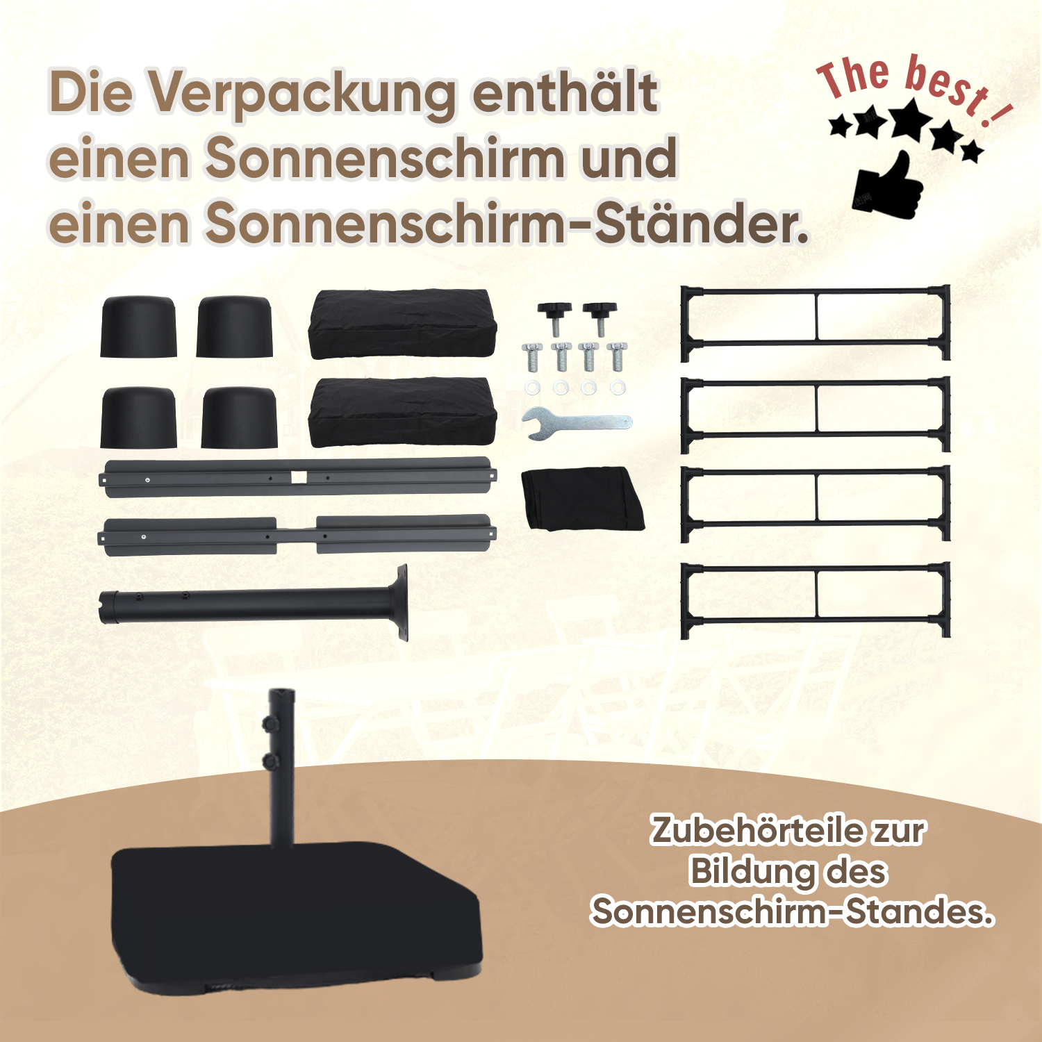 Sekey Sonnenschirm 400 x 220 cm Doppel Sonnenschirm mit Ständer Doppelsonnenschirm Garten Sekey