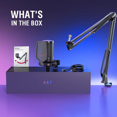 FIFINE USB condenser microphone with arm and mute button