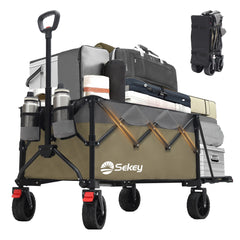 Faltbarer Handwagen 120 kg Traglast – Kompakter Bollerwagen mit verlängerbarem Griff (bis 124 cm), ideal für Outdoor & Transport