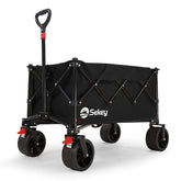 Sekey XXL Faltbarer Bollerwagen 135L – 150kg Belastbar, Leichter Handwagen mit Breiten All-Terrain Rädern, Bremse & 4-Wege Sofortaufbau Transportwagen, 4031