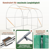 Sekey Winterfestes Foliengewächshaus 3×2×2 m – 6 m² Folientunnel aus verzinktem Stahl, 2 m Stehhöhe, 2 Türen & 4 Fenster, 140 g/m² PE-Folie inkl. Profi-Verankerung