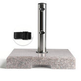 Sunula Granit Sonnenschirmständer 25 kg für Balkon & Garten, Edelstahlrohr, für Schirmstangen 22–38 mm, quadratische Terrassenplatte 38×38 cm, witterungsbeständig