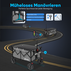 Sekey 200L / 150KG Foldable Handcart, Patented Foldable from Four Directions, with Brakes and Extra Wide Wheels