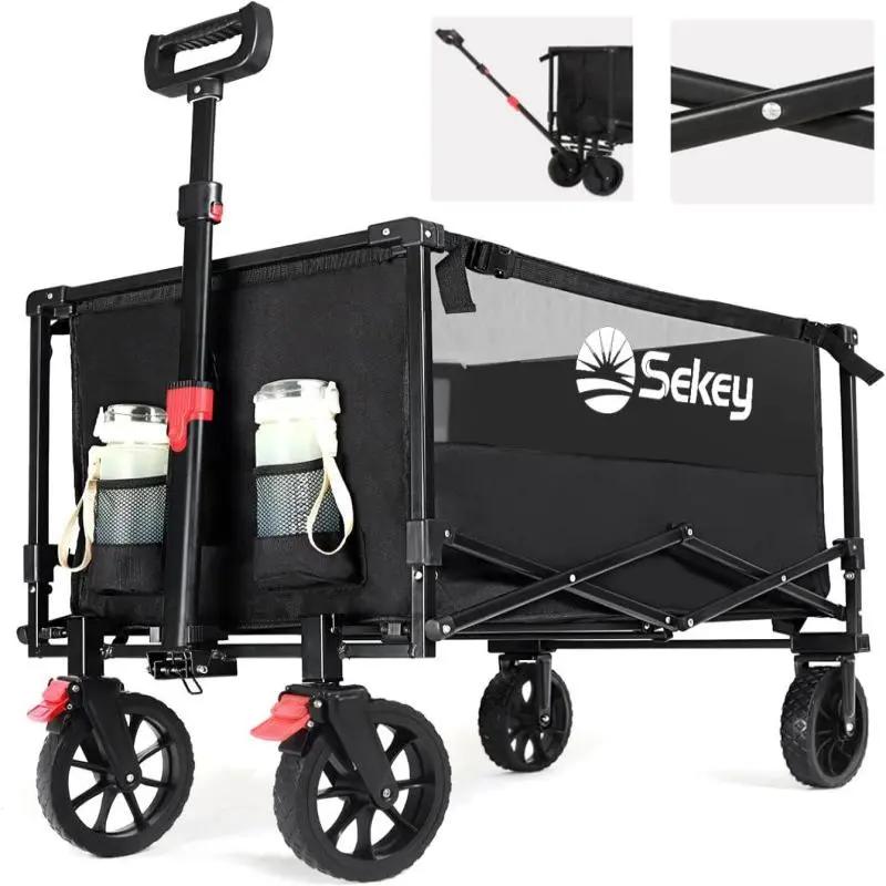 sonnensegel bollerwagen Sekey Erweiterter Faltbarer Bollerwagen: 100kg Tragkraft, Lenkbar, Spanngurte, Robuste Qualität – sekeymall