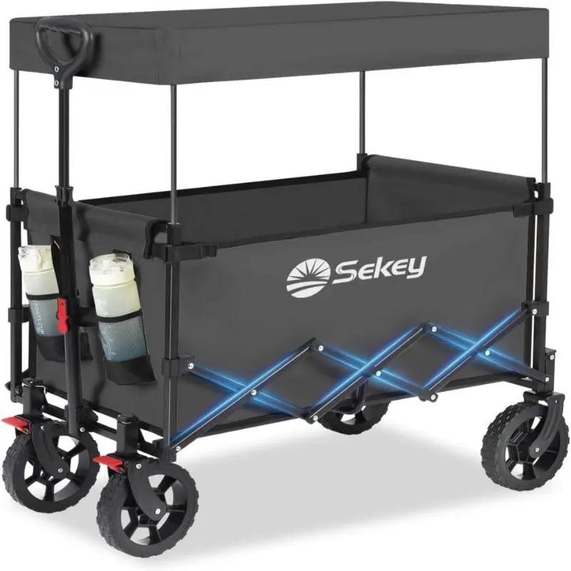 Sekey Vielseitiger Bollerwagen: 150 kg Tragkraft, Sonnen-/Regenschutz, umweltfreundlich zertifiziert – sekeymall