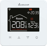 Salcar Smart WLAN Raumthermostat für Elektrische Fußbodenheizung – 16A Touchscreen Thermostat mit LCD-Display, App- & Sprachsteuerung, Kompatibel mit Alexa & Tuya, Weiß, Programmierbar Salcar