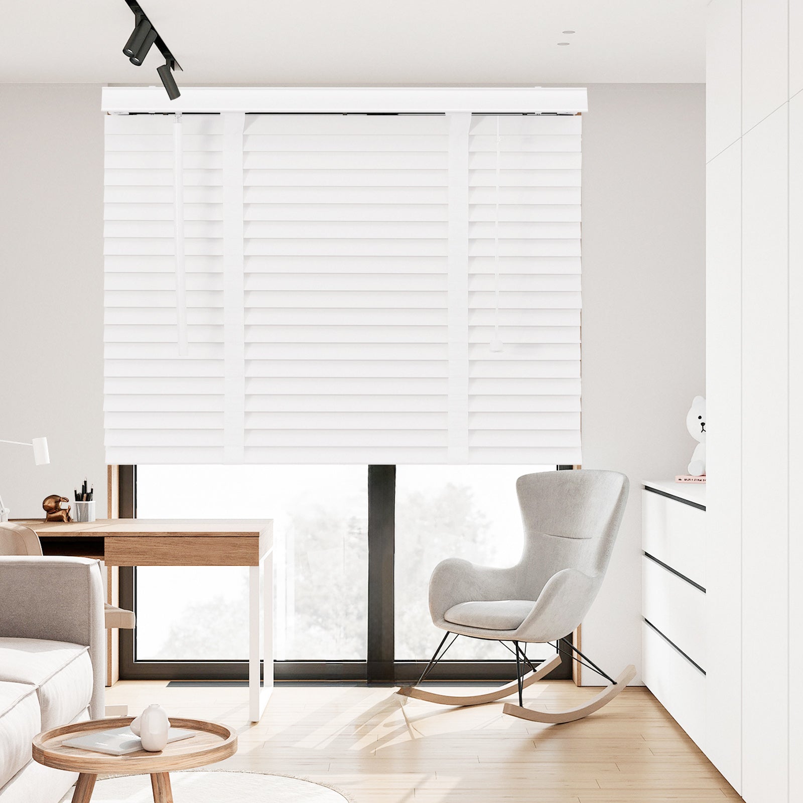 Sekey Weiße Holzjalousie 50 mm - Echtholz - Jalousette mit edler Holzmaserung Sekey