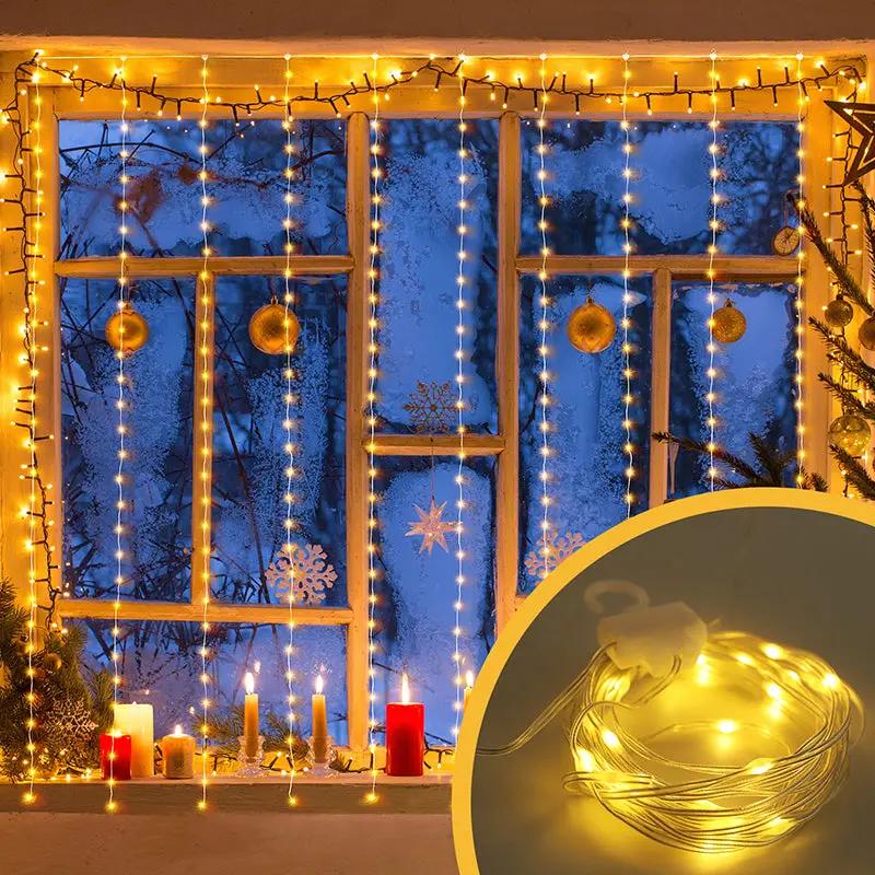 Salcar 2x2 m LED Lichtervorhang mit Fernbedienung – 200 USB-betriebene LEDs – sekeymall