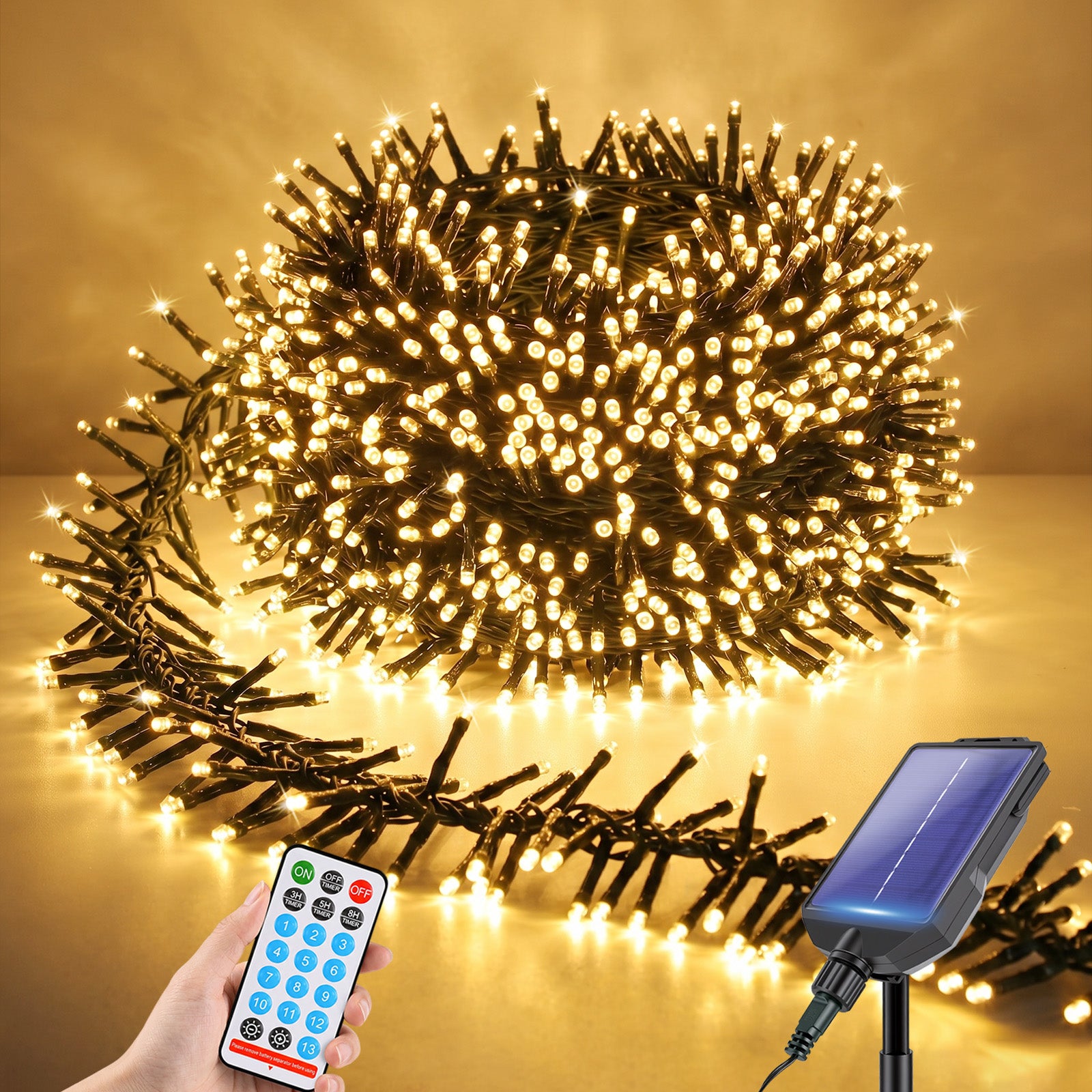 Salcar Solar Cluster Lichterkette Außen 768 LEDs, 8,6 m (5,6 m Licht + – sekeymall