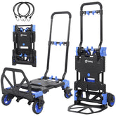 Sekey 2-in-1 Klappbare Sackkarre & Transportwagen – 150 kg Tragkraft, Leichter Alurahmen, TPR-Doppellagerräder, Feststellbremse & Höhenverstellbarer Griff, inkl. 2 Expanderseile