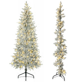 Salcar Halb-Weihnachtsbaum mit LED & Schnee 180/210 cm – Künstlicher Christbaum aus 100 % PE