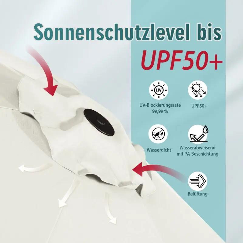 Sekey 300 x 160 cm Doppelsonnenschirm mit Kurbel, UV50+ Sekey