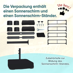 Sonnenschirm 400 x 220 cm Doppel Sonnenschirm mit Ständer Doppelsonnenschirm Garten