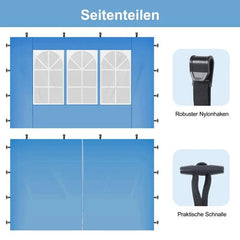 Sekey 3x3 m Faltpavillon mit 4 Seitenteilen und 4 Sandsäcke
