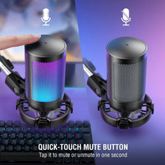 FIFINE USB condenser microphone with arm and mute button