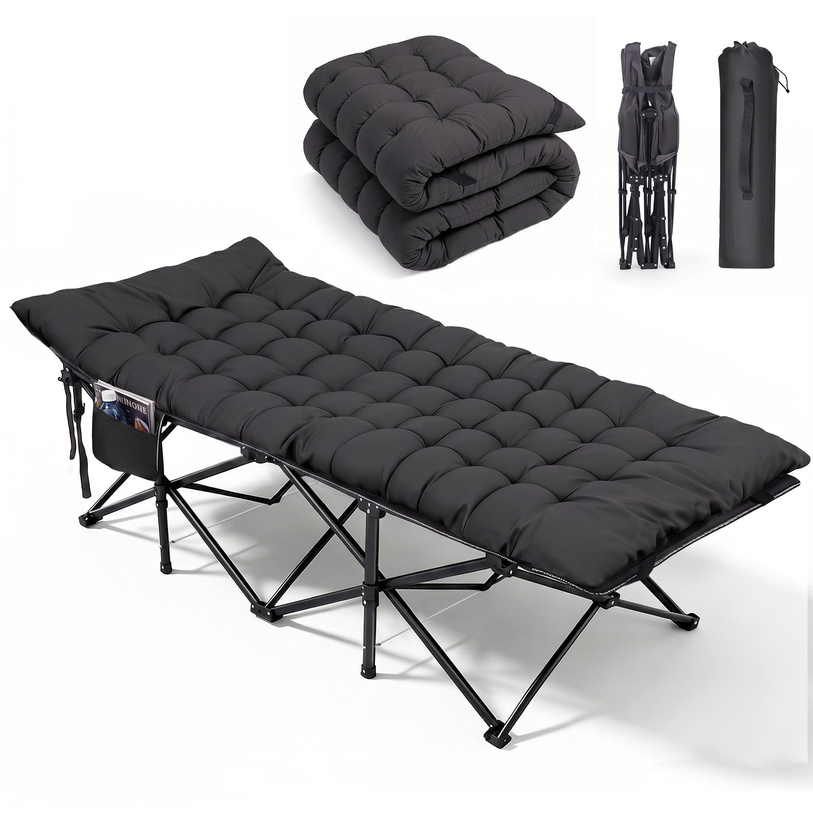 Sekey XXL Klappbett 202 × 80 × 45 cm – Extra breites Feldbett mit 7 cm