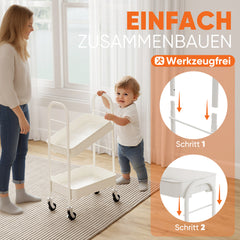 Sekey Rollwagen mit 3 Ebenen – Küchenwagen aus Stahl mit rostfester Lackierung, 360°-Gummirädern & Bremse, werkzeugloser Aufbau, vielseitiger Servierwagen für Küche, Bad, Büro & mehr – Weiß
