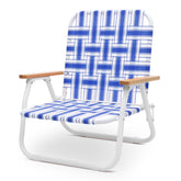 Foldable camping chair with teak armrests – Comfortable beach & garden chair, breathable & portable