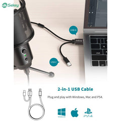 FIFINE K683A USB Kondensator Mikrofon mit Ständer, Popfilter, Stummschalttaste und Kopfhörerbuchse