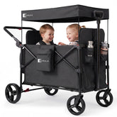 Sunula Kinder Bollerwagen für 2 Kinder mit Dach – faltbar, Schiebe- & Ziehfunktion, 5-Punkt-Gurte und XXL-Räder, K1 Serie
