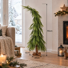 Salcar Artificial Christmas Tree with Wooden Stand – 100% PE, soft green &amp; lifelike – 120 cm / 150 cm, easy to care for &amp; stable