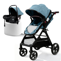 Sekey BW600 3-in-1 Kombi-Kinderwagen – Reisesystem mit Babyschale, Liegewanne & Buggy, Moskitonetz, Regenschutz, Federung, 5-Punkt-Gurt, All-Wetter Travel System 0–4 Jahre