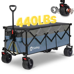 Sekey 300L / 150KG Foldable Handcart, Patented Foldable from Four Directions, with Brakes and Extra Wide Wheels