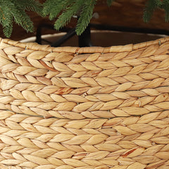 Salcar Weihnachtsbaumdecke aus Wasserhyazinthe – Handgefertigter Weihnachtsbaum Kragen in Natur, Ø 60 / 68 cm, Stilvoller Rattan Look