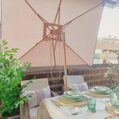 Sekey 200 x 150 cm Holz Sonnenschirm Rechteckig, Sonnenschutz UV50+ Sekey