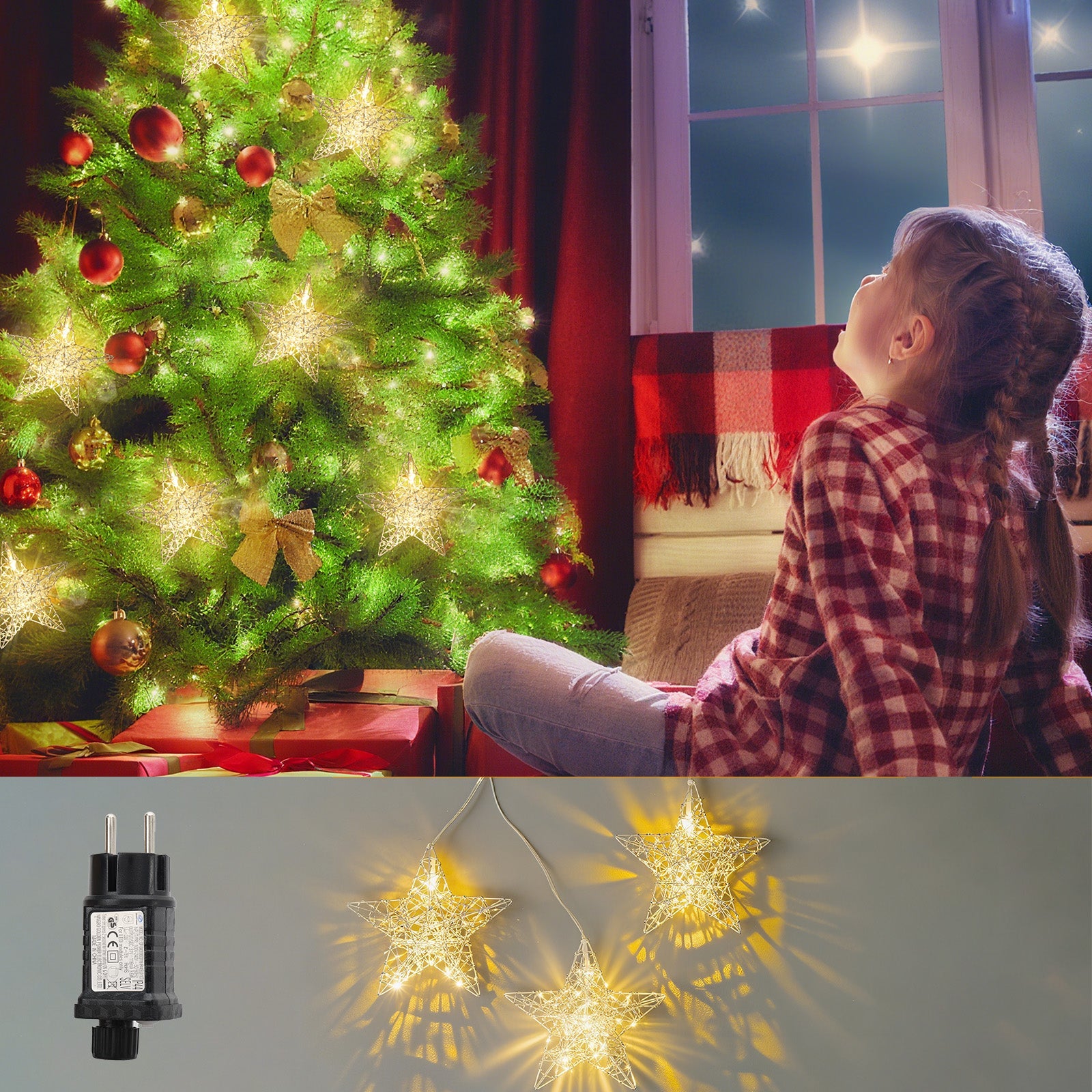 Salcar LED-Sterne 3er-Set Ø15 cm – Warmweiße Fensterdeko mit – sekeymall